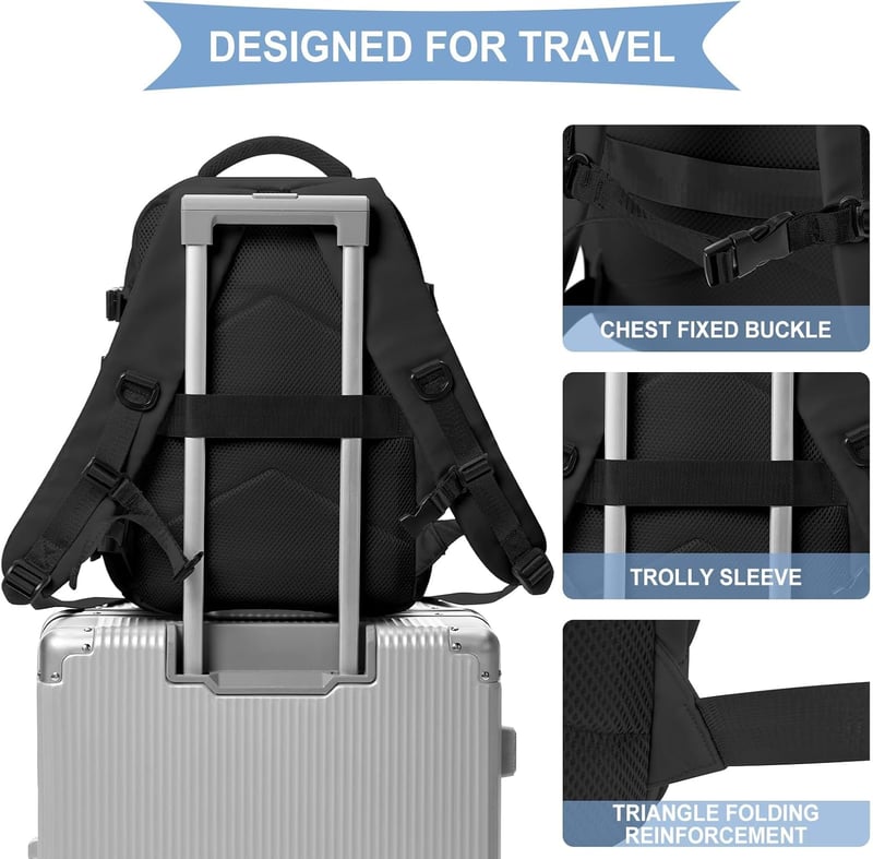 SZLX Utazási Hátizsák Laptop Rekesszel és USB Töltőporttal, Easyjet Ryanair Fedélzeti Méret - 2-Suitable for 14 inch laptops, A1-black (Light)