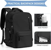 SZLX Utazási Hátizsák Laptop Rekesszel és USB Töltőporttal, Easyjet Ryanair Fedélzeti Méret - 2-Suitable for 14 inch laptops, A1-black (Light) 5