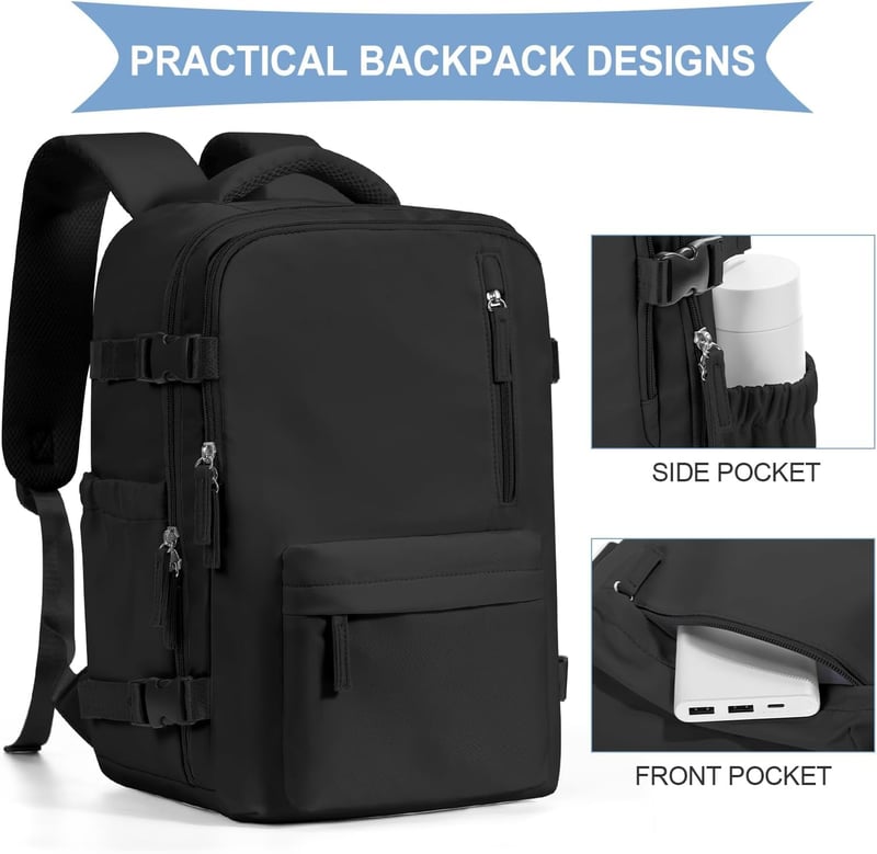 SZLX Utazási Hátizsák Laptop Rekesszel és USB Töltőporttal, Easyjet Ryanair Fedélzeti Méret - 2-Suitable for 14 inch laptops, A1-black (Light)