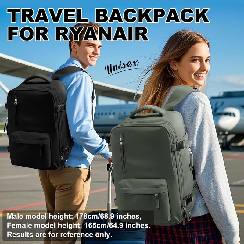 SZLX Utazási Hátizsák Laptop Rekesszel és USB Töltőporttal, Easyjet Ryanair Fedélzeti Méret - 2-Suitable for 14 inch laptops, A1-black (Light)