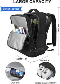 Rucsac de călătorie SZLX pentru bagaj de mână cu compartiment pentru pantofi, pentru laptop de 14 inchi, Wizz Air 40x30x20, Ryanair 40x20x25, EasyJet 45x36x20 6