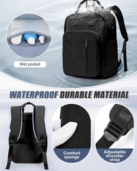 Rucsac de bagaj de mână cu vacuum SZLX, compatibil Ryanair și Wizz Air 40x30x20 cm, pentru laptop de 14 inchi, impermeabil, cu compartiment pentru încălțăminte și pompă inclusă 7