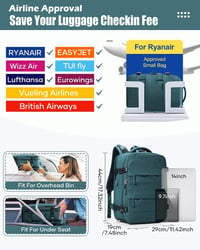 Rucsac de voiaj unisex cu vacuum SZLX, compatibil Wizz Air 40x30x20 cm, Ryanair 40x20x25 cm, EasyJet 45x36x20 cm, cu compartiment pentru laptop de 14 inchi și compartiment pentru încălțăminte 4