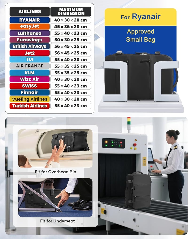 SZLX Wizz Air 40x30x20 cm Kézipoggyász Hátizsák Ryanair EasyJet Laptop Táska