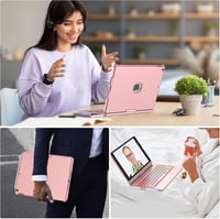SZO iPad 10.2 Billentyűzet Tok 360° Forgatható QWERTZ Vezeték Nélküli Bluetooth Világítással 6