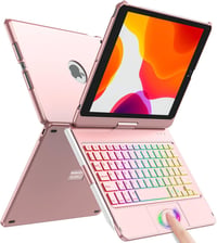 SZO iPad 10.2 Billentyűzet Tok 360° Forgatható QWERTZ Vezeték Nélküli Bluetooth Világítással 1