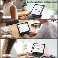 Husă magnetică SZO pentru iPad cu tastatură și touchpad, Bluetooth, iluminare LED în 7 culori, suport pliabil, iPad 10.9 și 11 2025, negru 8