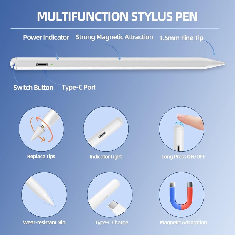 SZO Stylus Pen iPad-hez, Érintésérzékeny Ceruza Tablethez, Tilt & Palm Rejection