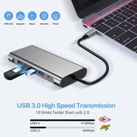 SZPACMATE 12 az 1-ben USB-C dokkoló állomás 4K HDMI VGA Ethernet SD kártyaolvasó 5