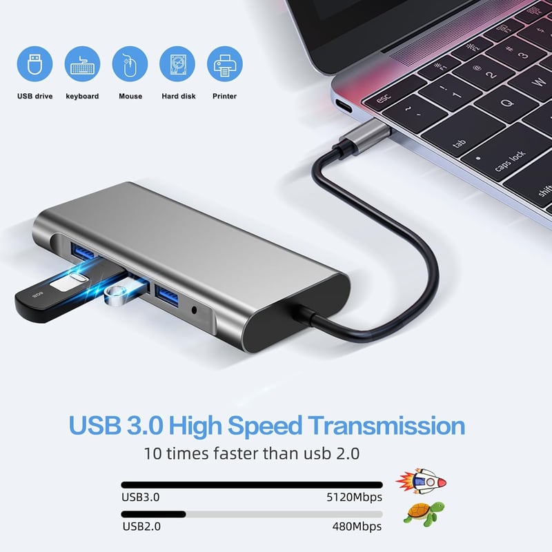 SZPACMATE 12 az 1-ben USB-C dokkoló állomás 4K HDMI VGA Ethernet SD kártyaolvasó