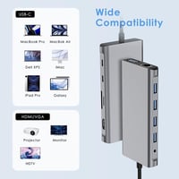 SZPACMATE 12 az 1-ben USB-C dokkoló állomás 4K HDMI VGA Ethernet SD kártyaolvasó 9