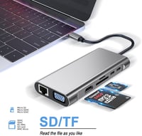 SZPACMATE 12 az 1-ben USB-C dokkoló állomás 4K HDMI VGA Ethernet SD kártyaolvasó 7