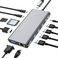 SZPACMATE 12 az 1-ben USB-C dokkoló állomás 4K HDMI VGA Ethernet SD kártyaolvasó 1