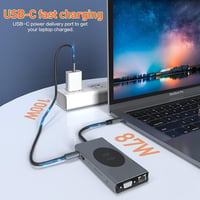 SZPACMATE 13-in-1 USB-C Hub Dokkoló Állomás Vezeték Nélküli Töltéssel, 4K HDMI, VGA, USB 3.0, Ethernet, 100W PD MacBook Pro Kompatibilis 4