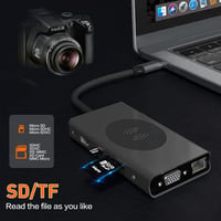 SZPACMATE 13-in-1 USB-C Hub Dokkoló Állomás Vezeték Nélküli Töltéssel, 4K HDMI, VGA, USB 3.0, Ethernet, 100W PD MacBook Pro Kompatibilis 7