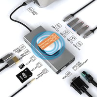 SZPACMATE 13-in-1 USB-C Hub Dokkoló Állomás Vezeték Nélküli Töltéssel, 4K HDMI, VGA, USB 3.0, Ethernet, 100W PD MacBook Pro Kompatibilis 2