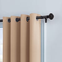 SZXIMU Výsuvná záclonová tyč 182-365 cm, čierna, priemer 25,4 mm, s nastaviteľnými držiakmi a okrúhlymi koncovkami s kvetinovým vzorom 4