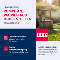 Ponorné čerpadlo T.I.P. AJ 4 Plus 55/50 z nehrdzavejúcej ocele – pre studne s Ø 10 cm, 3300 l/h, výtlačná výška 50 m, 5 bar 3