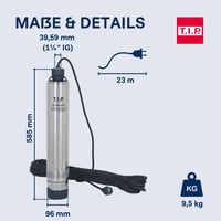 Ponorné čerpadlo T.I.P. AJ 4 Plus 55/50 z nehrdzavejúcej ocele – pre studne s Ø 10 cm, 3300 l/h, výtlačná výška 50 m, 5 bar 7