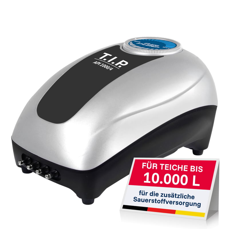 T.I.P. API 1000/4 Komplet za aeraciju jezerca, podesiva pumpa 450-900 l/h, za jezerca i akvarije, s funkcijom sprječavanja zaleđivanja, tiha i energetski učinkovita