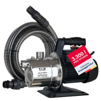 T.I.P. Clean Jet 1000 Plus vrtna pumpa od nehrđajućeg čelika sa usisnim kompletom od 4 m, 3300 l/h, 46 m, 4,6 bara, 800 W, zaštita od toplinskog preopterećenja 1