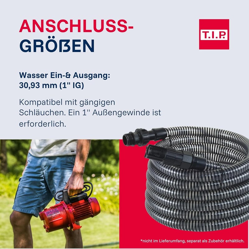 T.I.P. Garten Jet 750 Öntöttvas Kerti Szivattyú 2800 l/h - Fördermenge 2.800 l/h, Without bundle, Cast pump housing
