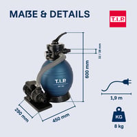 Pieskový filtračný systém T.I.P. – Bazénová filtrácia pre bazény do 20 m³ s výkonom 7900 l/h 9