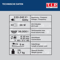 T.I.P. SPU 36000 UV-C Medence Tisztító Lámpa 36000 Literes Medencékhez 6