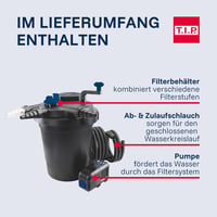 T.I.P. TFP 15000 UV 13 tófilter szett 15000L-es tóhoz, 4500 l/h szivattyúval - Fördermenge 4.500 l/h, Pond pressure filter without accessories, Pond volume: 15,000 litres 7