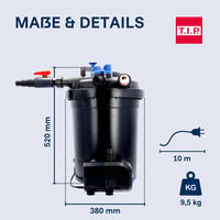 T.I.P. TFP 15000 UV 13 tófilter szett 15000L-es tóhoz, 4500 l/h szivattyúval - Fördermenge 4.500 l/h, Pond pressure filter without accessories, Pond volume: 15,000 litres 8