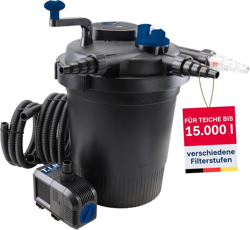 T.I.P. TFP 15000 UV 13 tófilter szett 15000L-es tóhoz, 4500 l/h szivattyúval - Fördermenge 4.500 l/h, Pond pressure filter without accessories, Pond volume: 15,000 litres