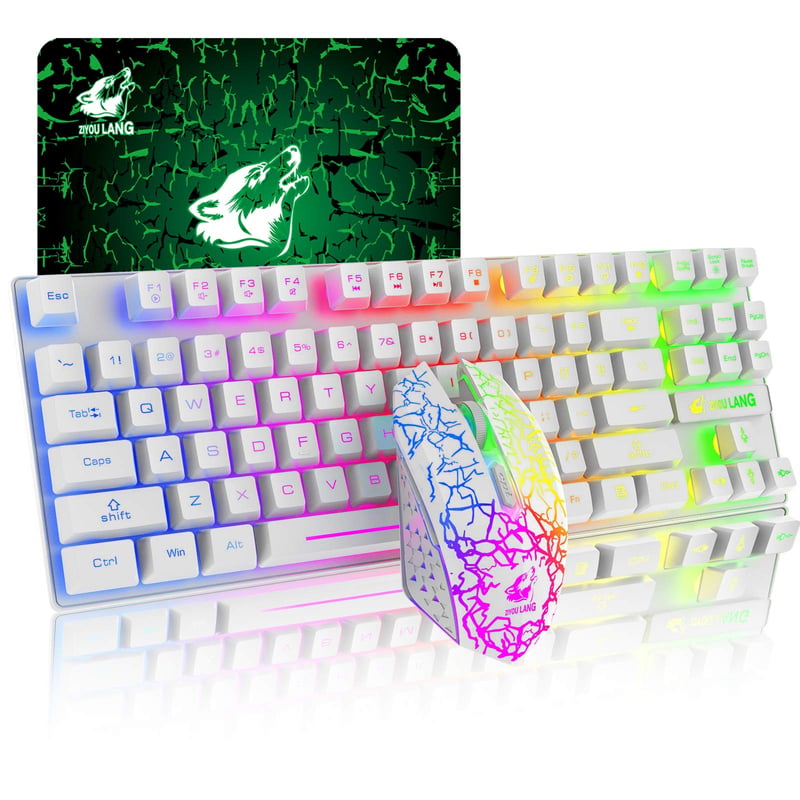 Set Tastatură și Mouse Gaming ZIYOU LANG T87 – 87 Taste, Iluminare RGB, Wireless 2.4G, Reîncărcabil + Mouse 2400 DPI, 6 Butoane