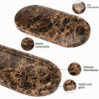 TABHOUKIT Oválny mramorový podnos tmavohnedý 30 x 15 cm – Dekoratívny servírovací podnos z prírodného mramoru 3
