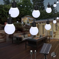 Tacobey solarni svjetlosni niz za vanjsku upotrebu s 20 G40 žarulja, 10 m, 100 LED dioda, USB punjenje, 8 načina rada, vodootporan, dekoracija za vrt, terasu i balkon 1