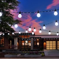 Tacobey solarni svjetlosni niz za vanjsku upotrebu s 20 G40 žarulja, 10 m, 100 LED dioda, USB punjenje, 8 načina rada, vodootporan, dekoracija za vrt, terasu i balkon 5