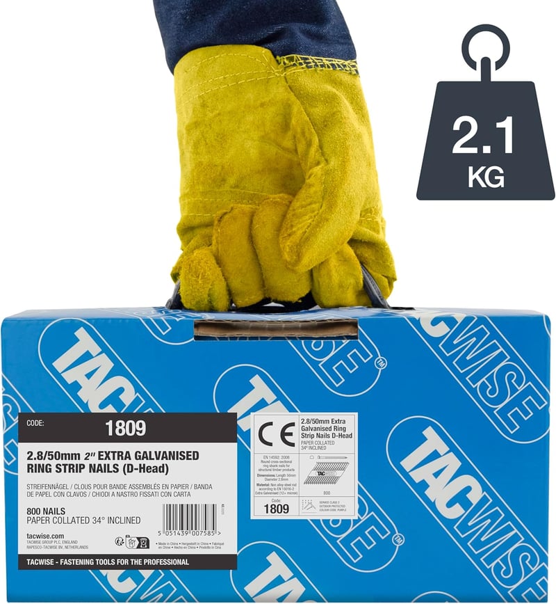 Tacwise 1809 Galvanizált Szögecsalád 2.8/50mm D Fej Gyűrűs Szár 34° 800db