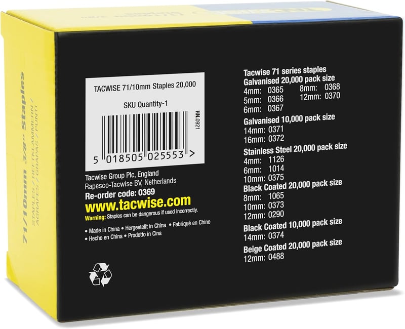 Tacwise Type 71 10mm Tűzőkapocs 20000db - Tűzőpisztoly Kapocs