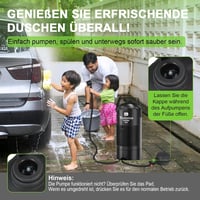 Tadomoe 20 Literes Kemping Zuhany Lábpumpával - Hordozható Napelemes Tusoló PVC Anyagból Táskával és Fúvókával Kempingezéshez, Túrázáshoz - Black 4