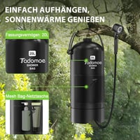 Tadomoe 20L Hordozható Kempingzuhany Pumpával - 2000mAh Napelemes Fekete Zuhanyzó Táskával és Zuhanyfejjel Kempingezéshez, Túrázáshoz, Utazá - Black 3