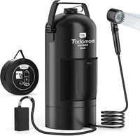 Tadomoe 20L Hordozható Kempingzuhany Pumpával - 2000mAh Napelemes Fekete Zuhanyzó Táskával és Zuhanyfejjel Kempingezéshez, Túrázáshoz, Utazá - Black 1