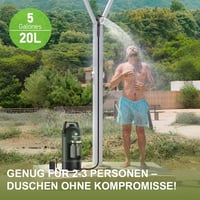 Tadomoe 20L Napelemes Kemping Zuhany Pumpával - Hordozható PVC Zuhanyzó Táskával és Zuhanyfejjel, Kempingezéshez, Túrázáshoz, Utazáshoz, Zöl 4