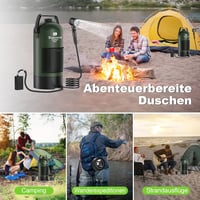 Tadomoe 20L Napelemes Kemping Zuhany Pumpával - Hordozható PVC Zuhanyzó Táskával és Zuhanyfejjel, Kempingezéshez, Túrázáshoz, Utazáshoz, Zöl 8