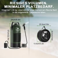 Tadomoe 20l skladacia kempingová sprcha s 2000 mAh batériovým čerpadlom a 2 m hadicou, solárna sprchovacia taška so sprchovou hlavicou, prenosná 4