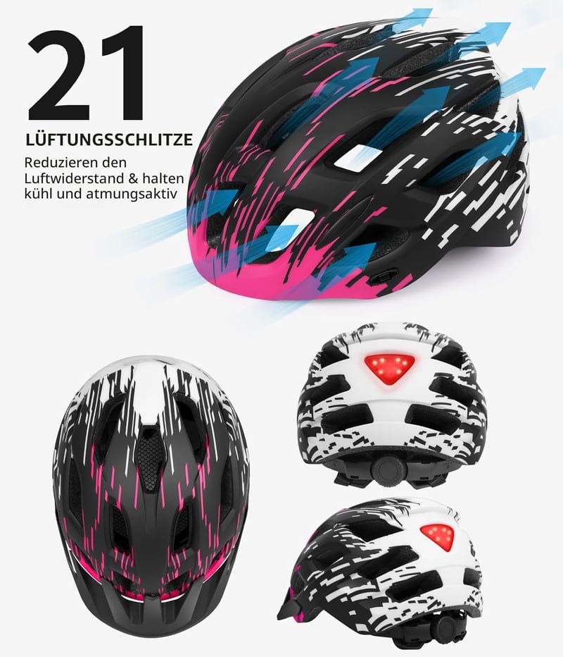 Tadpole Kerékpáros Sisak LED Lámpával Felnőtteknek 57-62 cm