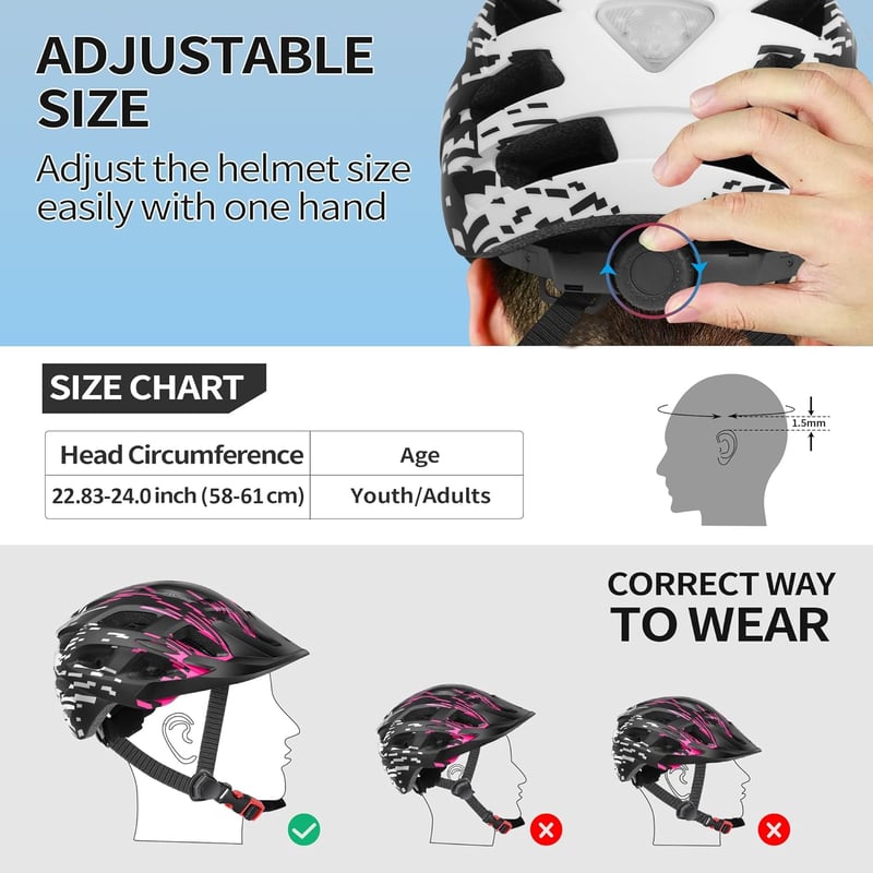 Tadpole Kerékpáros Sisak LED Lámpával Felnőtteknek 57-62 cm