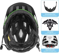 Tadpole Kerékpáros Sisak LED Lámpával Felnőtteknek 57-62cm - BlackGreen 7