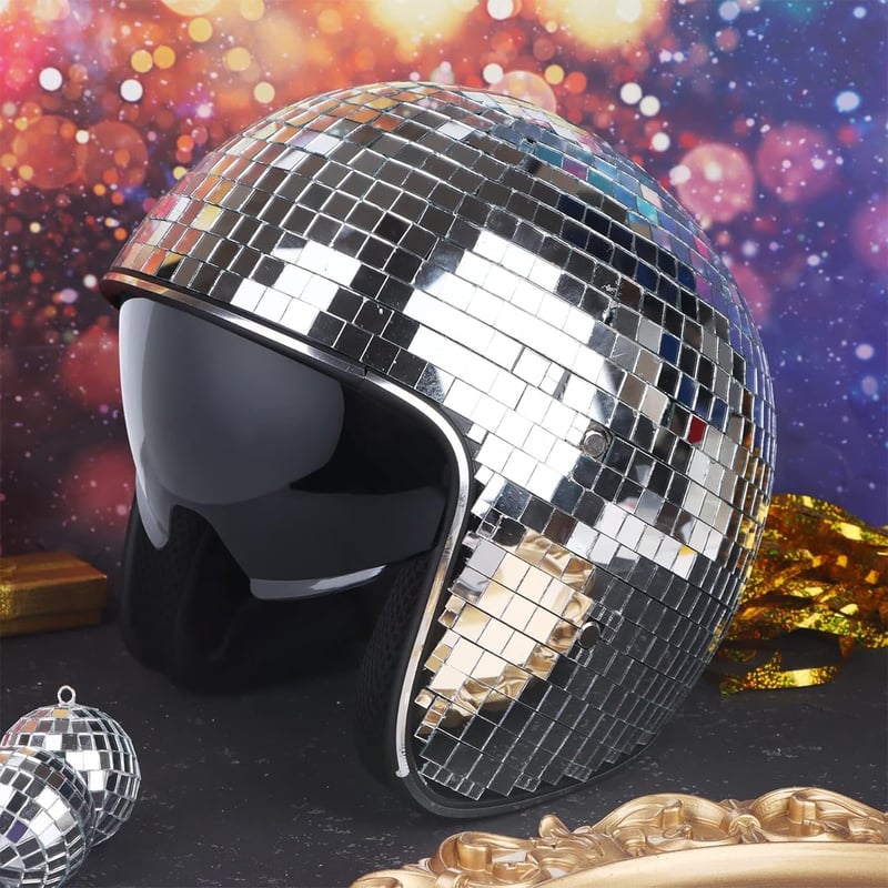 Taechalingo Disco Gömb Sisak Fényes Parti Fejdísz Retraktábilis Napsárnyal