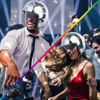 Taechalingo Disco Gömb Sisak Fényes Parti Fejdísz Retraktábilis Napsárnyal 7