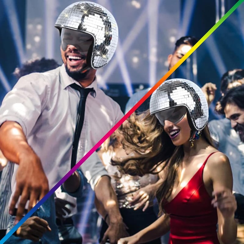 Taechalingo Disco Gömb Sisak Fényes Parti Fejdísz Retraktábilis Napsárnyal