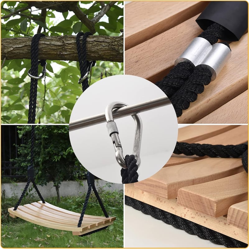 Taeku Fa Hinta Felnőtteknek és Gyerekeknek - Állítható Magasságú Kötéllel, Bel- és Kültéri Használatra, 60x25 cm, 150 kg Teherbírás, Bükk Fa